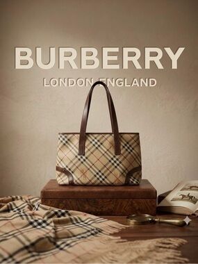 Burberry Haymarket Equestrian Knight Tote AUTHENTIC